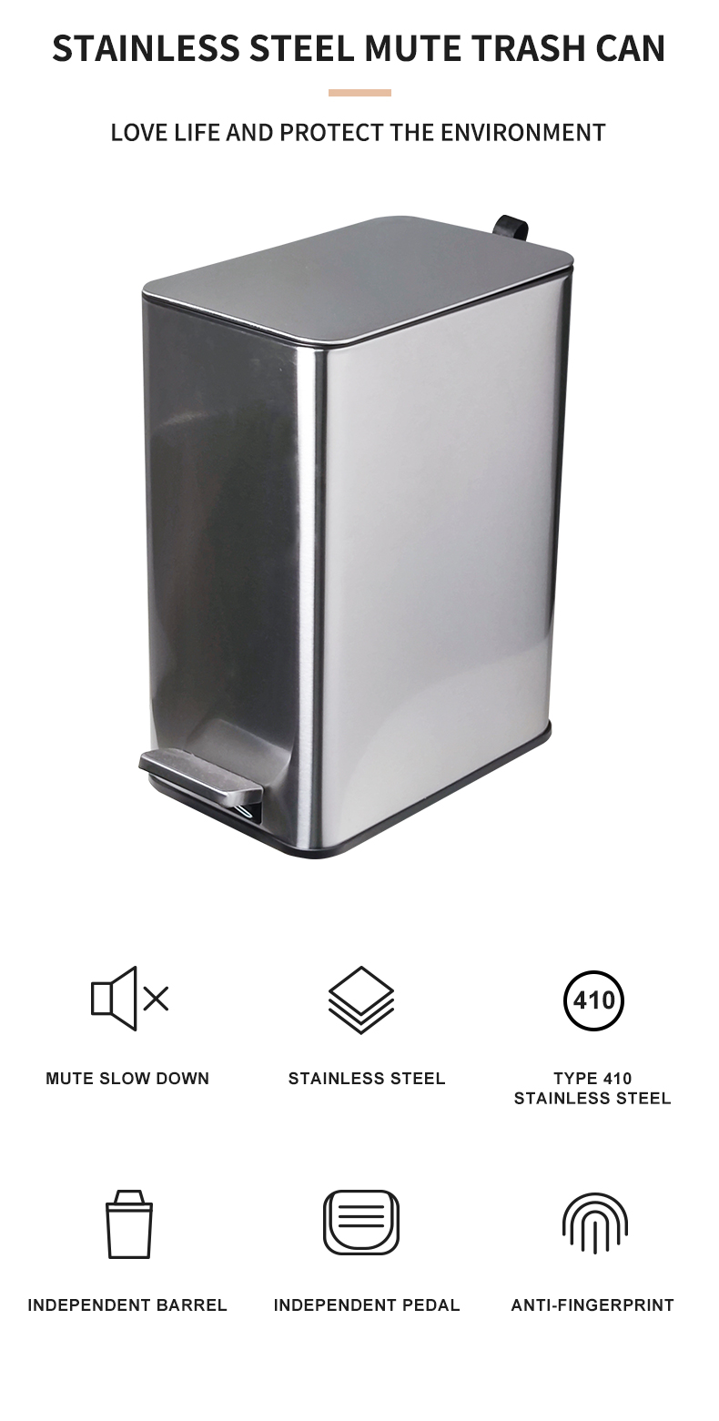 Manufacturer kitchen stainless steel trash bin recycle foot pedal bin