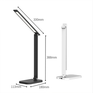 USB moderno uscita in lega di alluminio senza fili caricabatterie Dimming colore Tuning lampada da scrivania per la lettura di apprendimento elettrico - Product Image 4