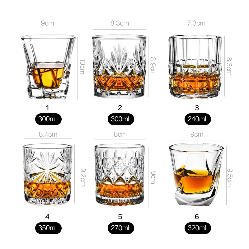 Gafas de whisky de cristal de 10OZ, vasos de whisky de cristal de primera calidad, estilo Bourbon, Ron