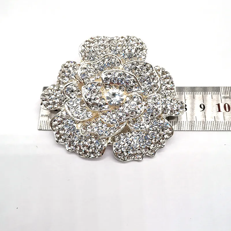 Broche de cristal con forma de flor, alfileres hijab para invitaciones de boda