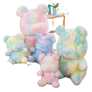 Karikatür şiddetli ayı peluş oyuncak yumuşak dolgu oyuncak ayı bebek kravat-boya renkler Unisex sevgililer günü hediye Rag Doll