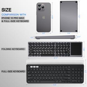 Customized German Layout Italian Language Rechargeable Hot Sale Foldable Wireless <strong>Keyboard</strong> with Touchpad for <strong>Ios</strong> Android - Product Image 2