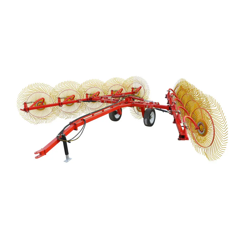 Trattore di alta qualità abbinato idraulico regolare ruota da giardino rastrello disco di fieno rastrello