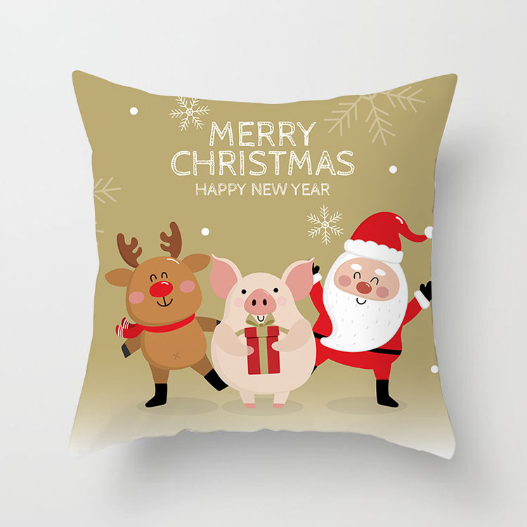 Factory Direct Nordic Style Cushion Cover Custom Christmas Deer Print Cushion Cover