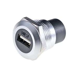 USB2.0母对母圆型USB2.0面板安装插座锌合金数据信号扩展传输