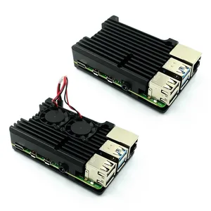 <strong>Raspberry</strong> <strong>Pi</strong> 4/3 Aluminum <strong>Case</strong> with Dual Cooling Fan Metal Shell Black Enclosure for RPI <strong>Raspberry</strong> <strong>Pi</strong> 4B/3B/3B+ <strong>Customize</strong> China - Product Image 1