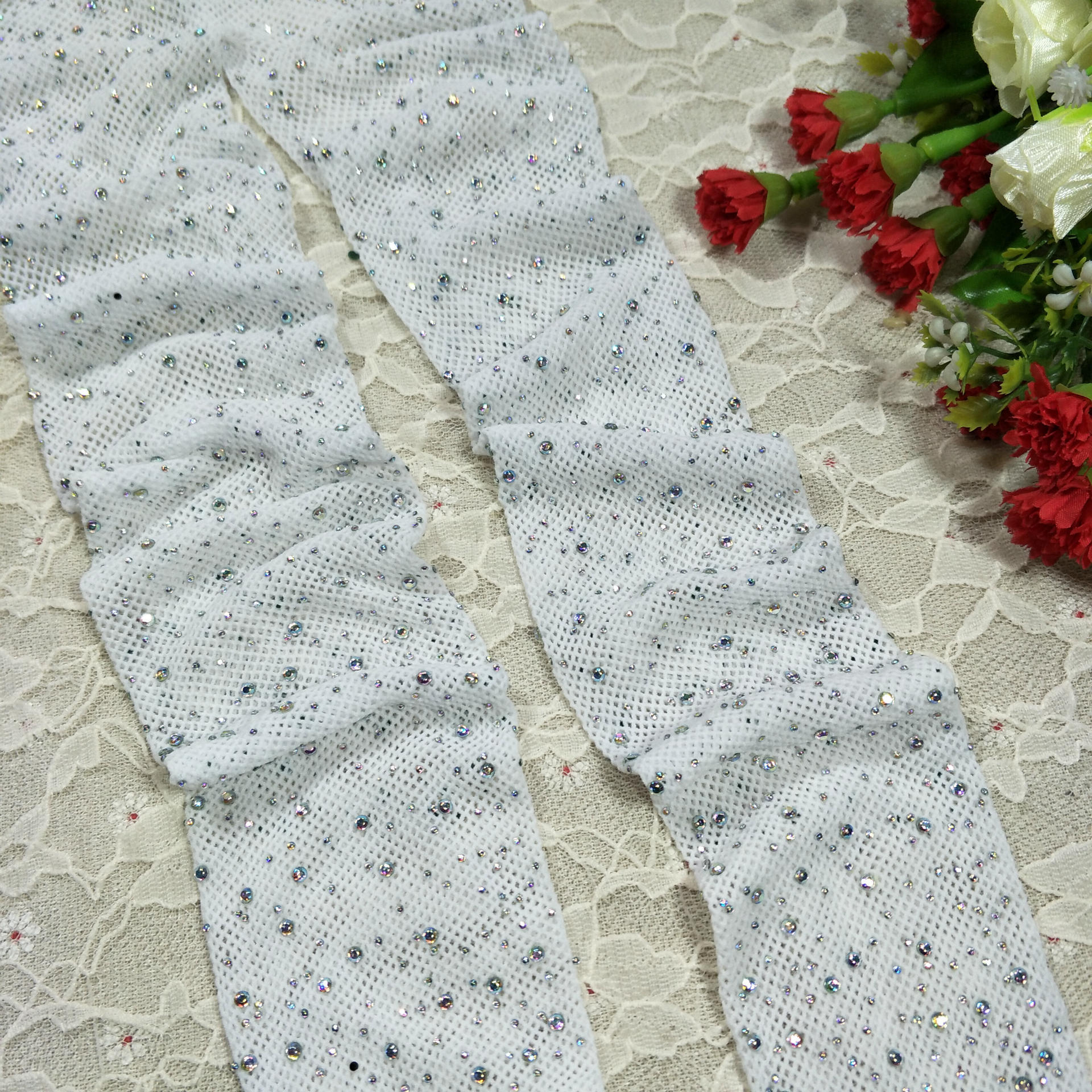 White with clear stones