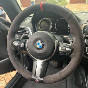 El dikiş siyah yumuşak süet direksiyon kılıfı <span class=keywords><strong>BMW</strong></span> 1 serisi 3 serisi <span class=keywords><strong>F87</strong></span> F80 F30 F20 F25 F32 F33 F07 f10 F11 F13 F15 X5
