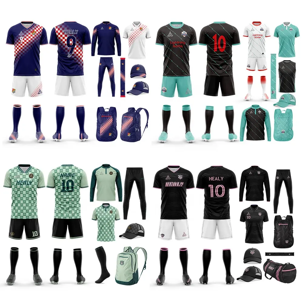 Hoge Kwaliteit Voetbaltenues Volledige Set Voetbaltenue Jeugd Custom Voetbal Jersey 2023-2024 Snel Droog Voetbalshirt Heren Voetbalkleding