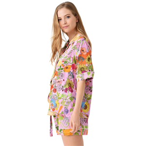 Tùy Chỉnh In Womens Lụa Loungewear Đồ Ngủ Giản Dị Bộ Đồ Ngủ Thiết Lập Dài Tay Áo 100% Satin Lụa Đồ Ngủ - Product Image 5