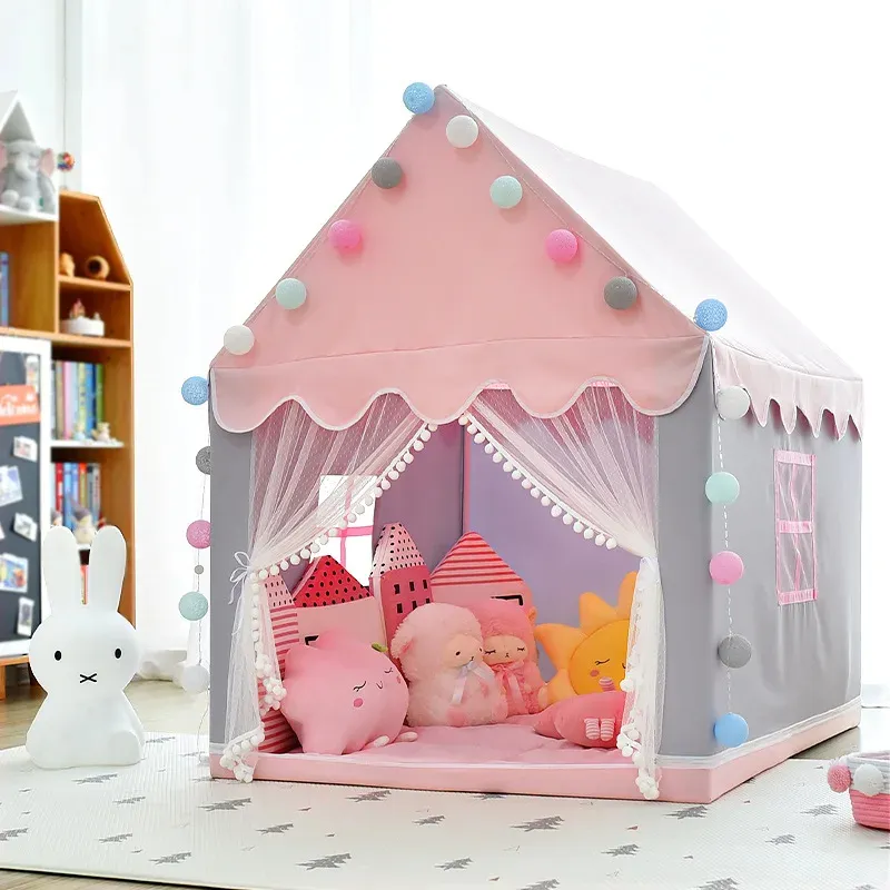 1,35 M großes Kinderspiel zeugzelt Wigwam Folding Kinder zelt Tipi Baby Spielhaus Mädchen Pink Princess Castle Kinderzimmer Dekor Geschenke