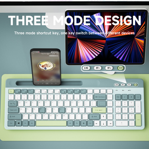 Teclado inalámbrico BT 2,4G teclado Oficina Chocolate keycap, diseño compacto computadora teclado inalámbrico