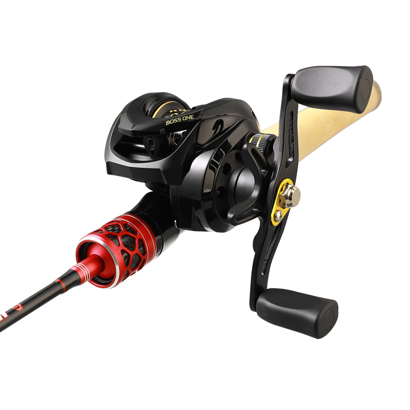 Red casting rod with reel