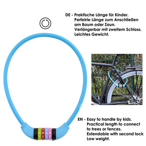 Khóa Kết Hợp Mã Số Cho Trẻ Em 10X650 Mm Khóa Cáp Xe Đạp Thiết Kế Nhiều Màu Sắc Cho Trẻ Em - Product Image 5