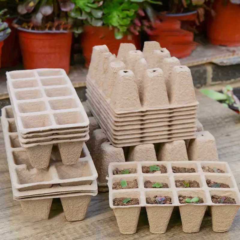 4/6/10 pezzi tazza per piantine in polpa forma quadrata da giardino 3*4 tazza per vivaio