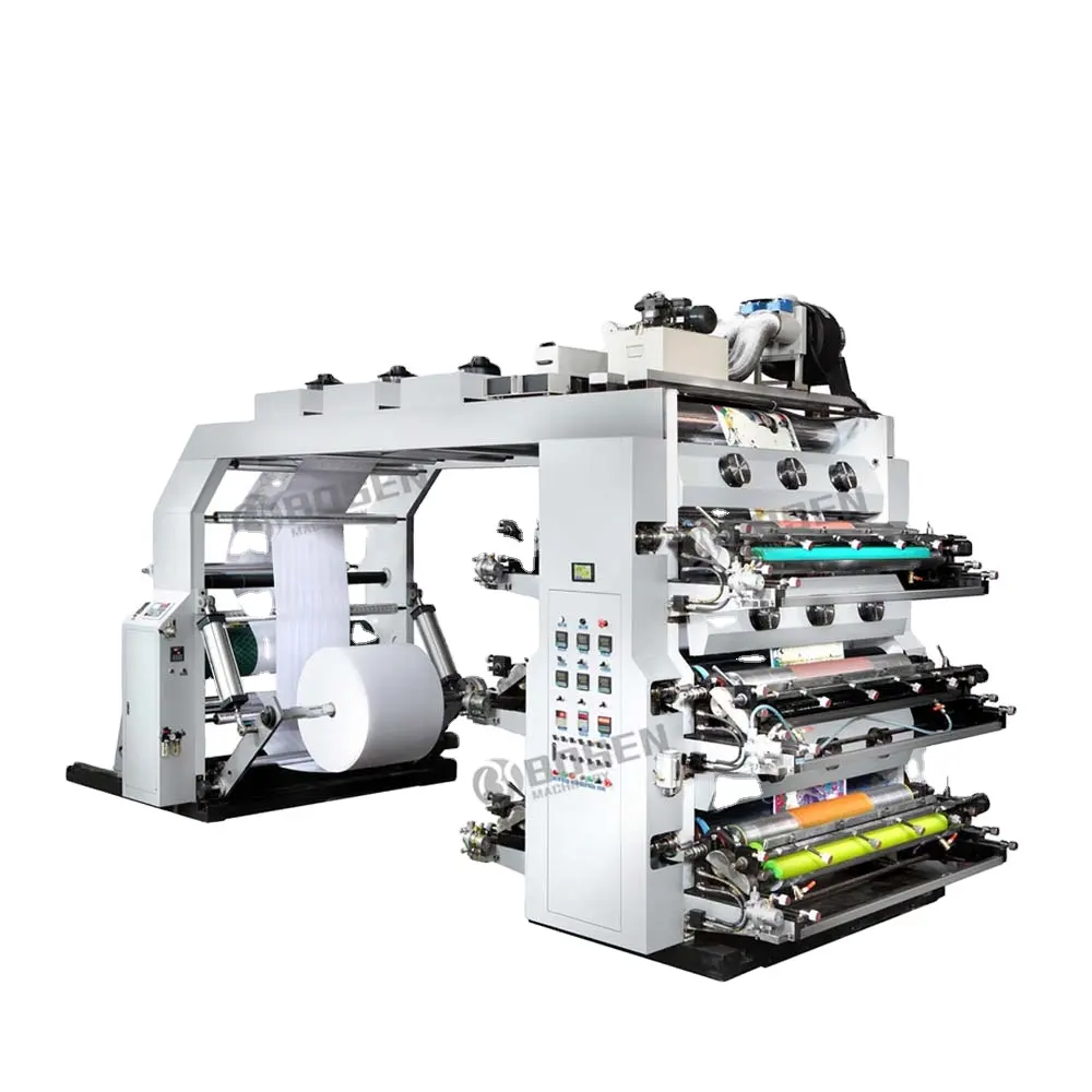 Yüksek kaliteli 5-100m/dak dört renk fleksografik baskı makinesi