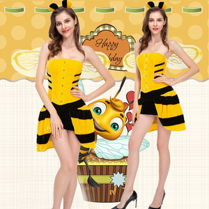 Disfraz de <span class=keywords><strong>Halloween</strong></span> para adultos, disfraz de abeja amarilla, uniforme para mujer, novedad de 2022