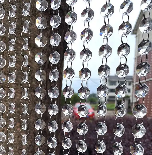 14mm-Ochtagon Perlen mit Silberringen Kristall-Kronleuchter-Kette Girlande Hochzeitsfeier transparent Kristall-Perlen-Vordächer