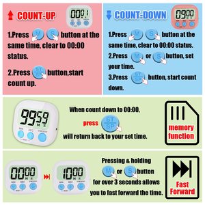 Großhandel kleine digitale Küche Timer magnetische Rück-und Ein-/Ausschalter Minute Sekunde Countdown Countdown (mehrfarbig) Mini-LED - Product Image 3