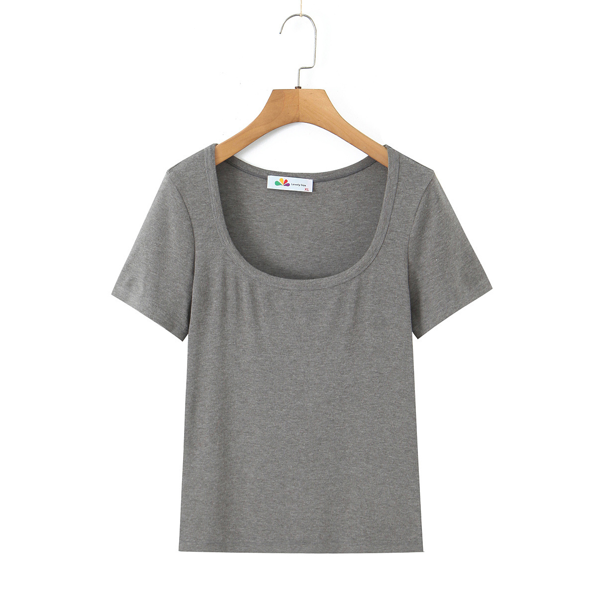 เสื้อแขนสั้นสีเทาสน