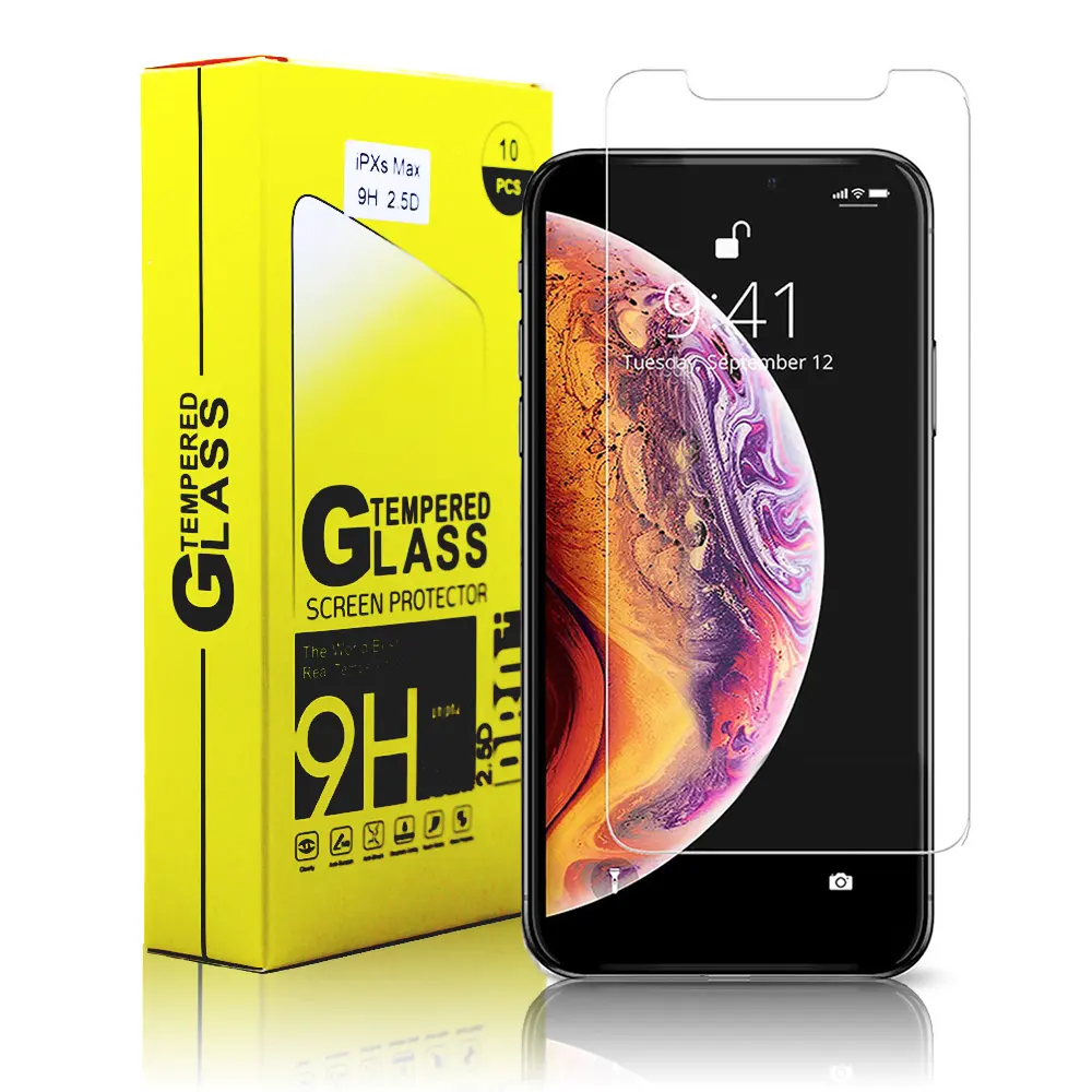 Pabrik Langsung Penjualan untuk iPhone X 6-12 Pelindung Layar 9D Penutup Penuh Full Lem Pelindung Layar Anti Gores untuk Samsung