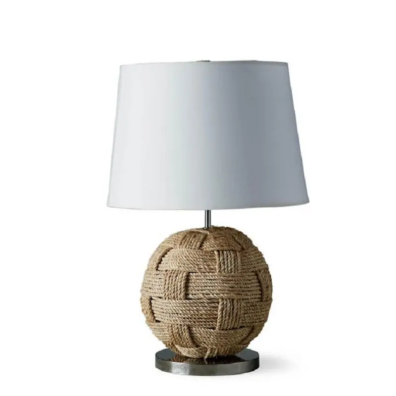 Rattan piccola dimensione nuova di disegno lampada da tavolo con lino tamburo paralume per la casa