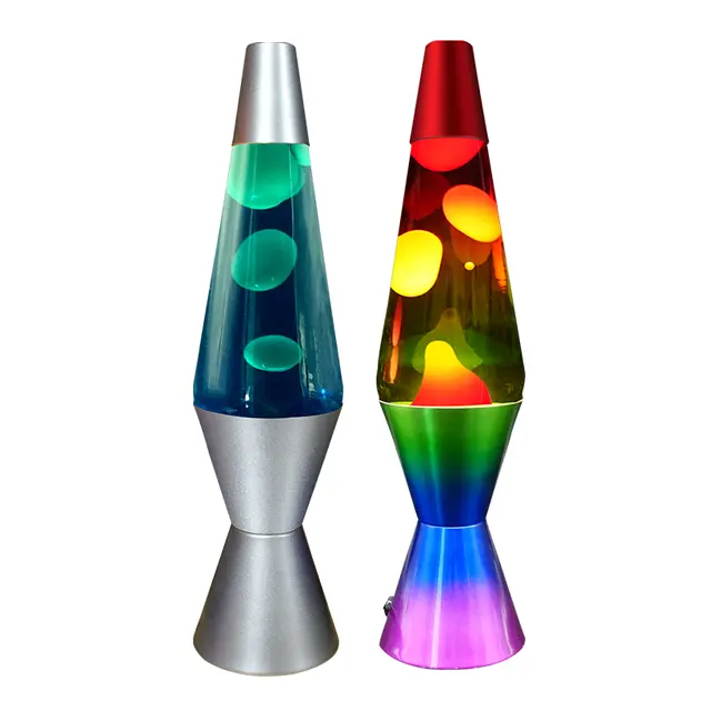 Venta al por mayor moderna botella de vidrio Arco Iris luz de noche lámpara de LAVA cohete personalizado lámpara de mesa de Lava de alta escala