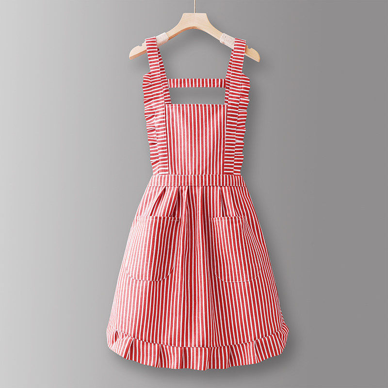 Motif vertical style princesse pur coton à bretelles rouges