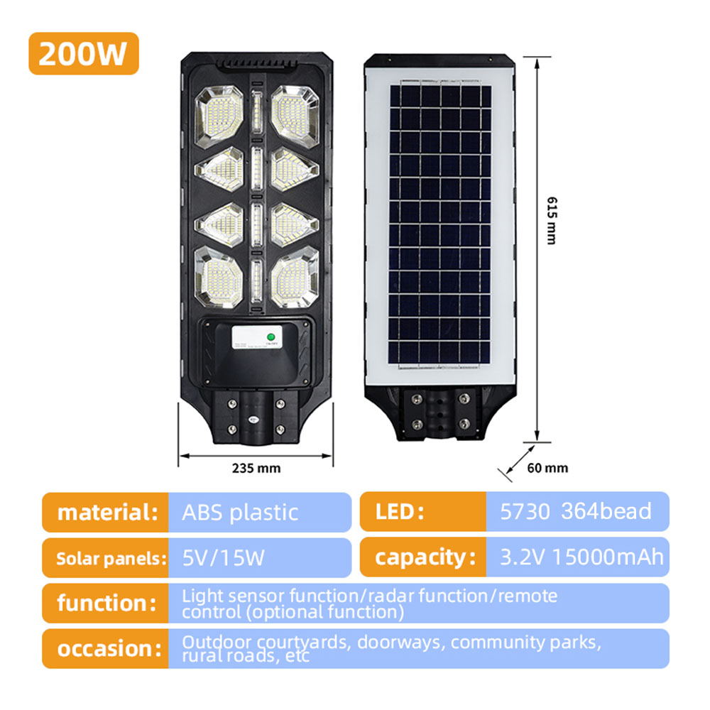 Lampadaire solaire 200W