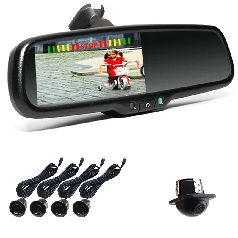 4.3 inch lcd monitor rear view mirror car ultrasonic sensor parking aid reverse camera car parking sensor