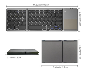 New <strong>Mini</strong> Wireless Three-folding Blue Tooth <strong>Keyboard</strong> Blue Tooth Wireless Folding with Touchpad BO33 Rechargeable Folding <strong>Keyboard</strong> - Product Image 4