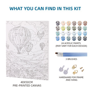 SINOART 40x50cm Paint by <strong>Numbers</strong> Canvas <strong>Set</strong> for Adults Beginner with Wood Stretched Canvas Acrylic Brush - Product Image 4