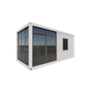 Casa contenedor, oficina o almacenamiento, unidades de construcción modulares, casa de acero prefabricada con marco de vidrio de ventana de pared de PVC