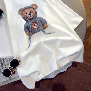 プレミアムTシャツ有名ブランドクマデザイナーTシャツかわいいグラフィックTシャツ女性用