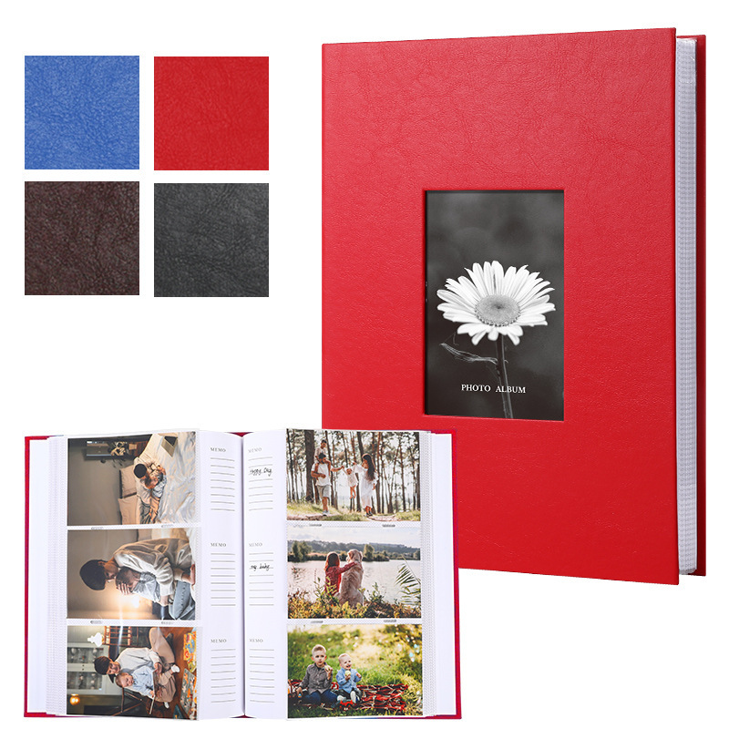 6 inches-300 sheets-red-leather cover