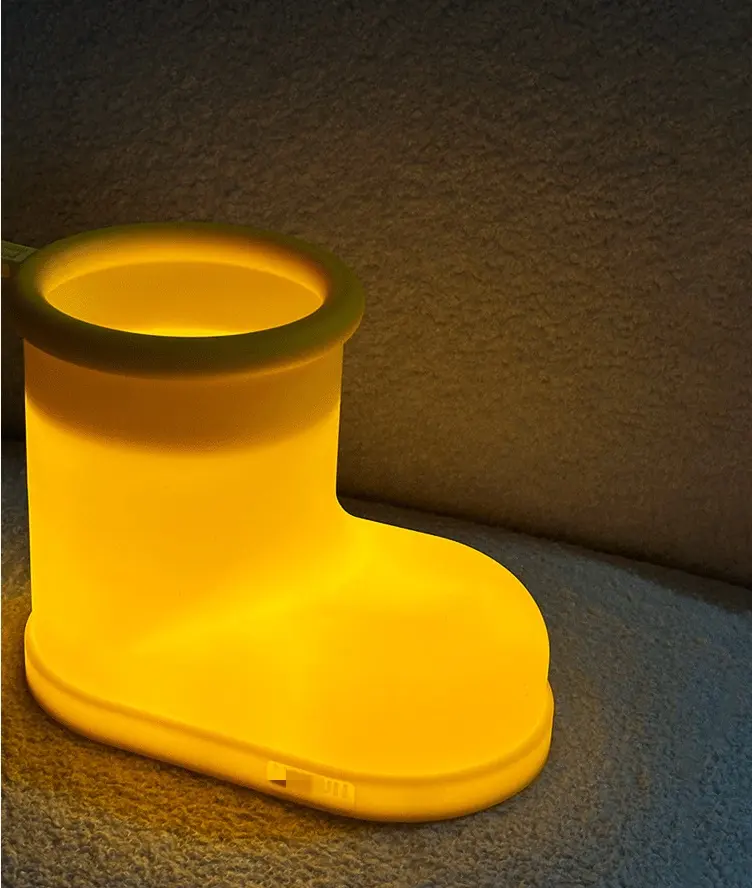 Sapatos de chuva de silicone pequena luz noturna quarto carregamento luz de cabeceira lâmpada de presente criativa para crianças