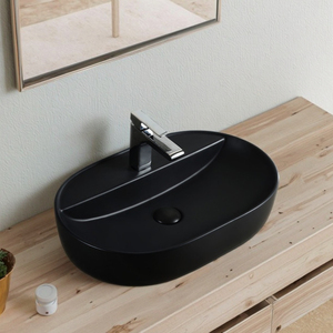 现代艺术陶瓷容器水槽椭圆形设计，用于浴室用柜台洗手盆 - Product Image 2