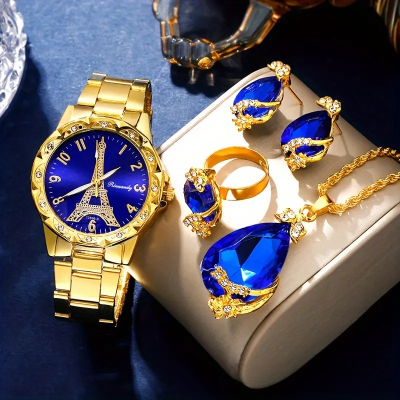 NW1508 महिलाओं की घड़ी एफिल टॉवर क्वार्ट्ज घड़ी लक्जरी गोल्डन स्टेनलेस स्टील कलाई घड़ी
