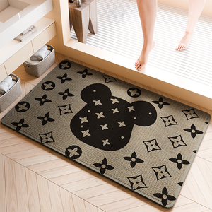 Yfl New Arrival Tắm Thảm Thảm Thảm Bền Lanh <span class=keywords><strong>Linum</strong></span> In Mô Hình Thấm Nước Lớp Phủ Chống Trượt Non Trượt Cao Su Dưới Khách Sạn - Product Image 1