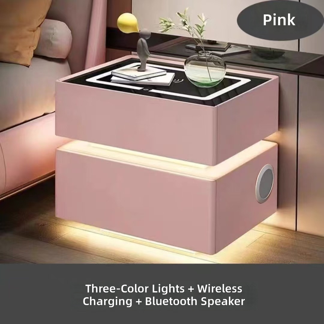 Rosa_Carga inalámbrica + LED+Altavoz Bluetooth
