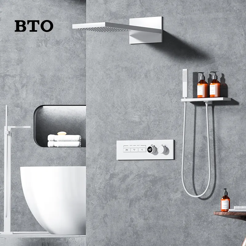 Conjunto misturador de chuveiro BTO para banheiro de parede com design moderno, conjunto escondido para fabricantes