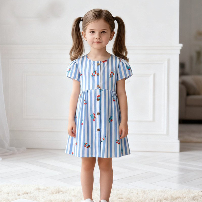 Abito Verticale da Bambina con Ciliegie