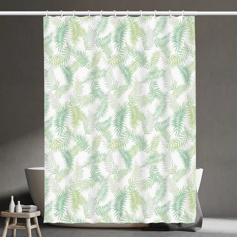 Custom Modern Popular Hot Sale Bathroom Bathtub Decor Waterproof PEVA Plant Leaves Floral Shower Curtains