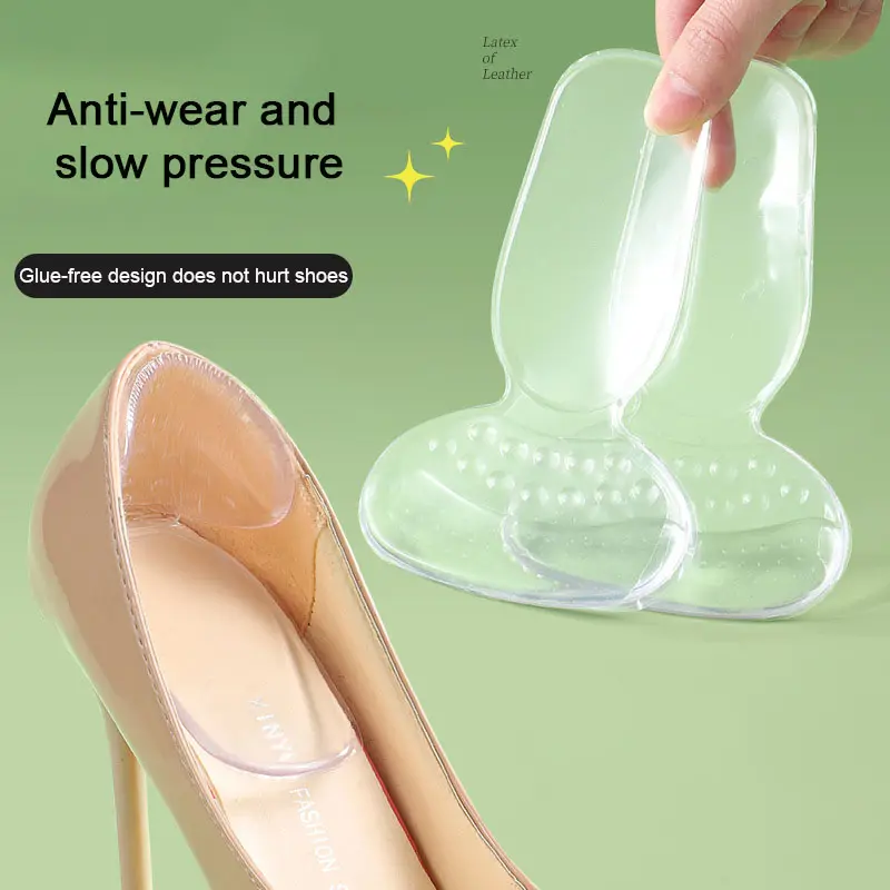 T-şekilli silikon jel yüksek topuklu topuk koruyucu çıkartmalar tabanlık kadınlar topuk Spur ağrı kesici ayak yastığı Antiwear ayakkabı pedleri