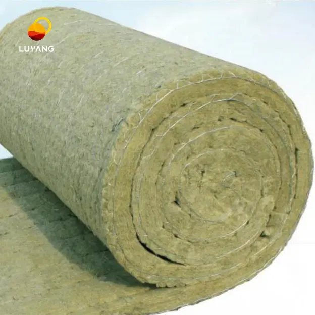 LUYANG BSTWOOL بطانية صوف حجر الصوف مع الألومنيوم احباط أو سلك شبكة البازلت الصوف الصخري ، البازلت العزل ل أفران