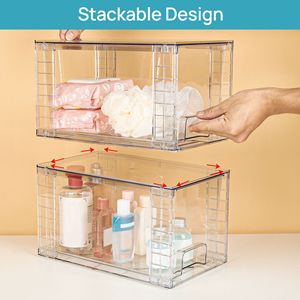 プラスチック製引き出し箱透明ペット収納ボックス積み重ね可能