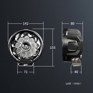 High Security Round Shape DRL 74W LED Driving Light Auxiliary 5.75 Inch Off-road SUV Truck Headlight - Product Image 5