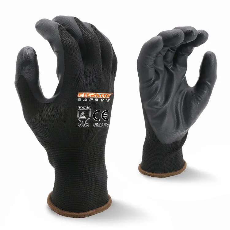 ENTE SAFETY guantes de gimnasio fitness Última moda Qingdao guantes de seguridad poliéster pu guantes de inmersión en la palma