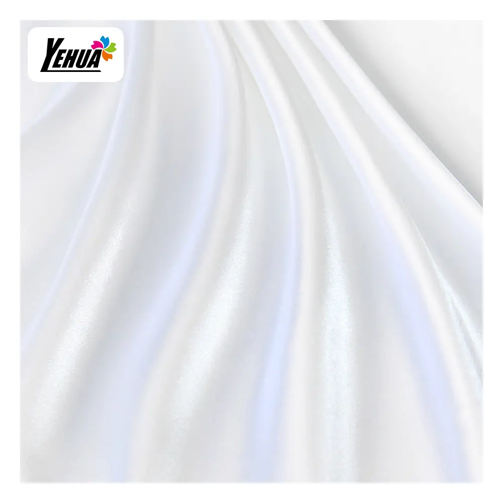 Rollo de tela de seda satinada de alta calidad para cortinas, color blanco, elástico, Charmeuse