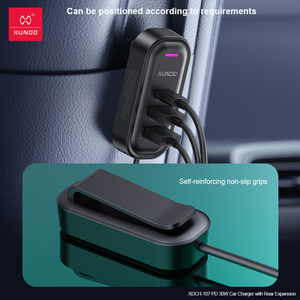 XUNDD Fast Charging Multifunctional PD 30W Car <strong>Charger</strong> with Rear Expansion 1.5m Data Cable 3 Ports Car <strong>Charger</strong> - Product Image 4